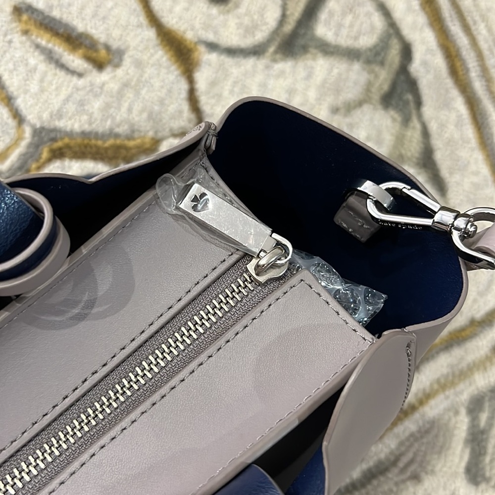 ♠️ Kate spade NWT $379 magnolia street small Mina gray blue leather satchel bag - Picture 7 of 15